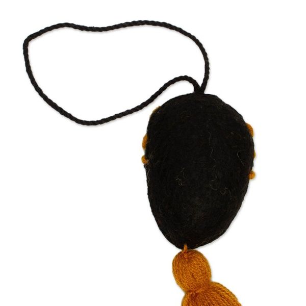 Alternate image for Handmade Golden Yellow Wool Frida Ornament Frida in Gold