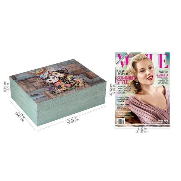 Alternate image for Cat-Themed Decoupage Wood Decorative Box from Mexico Floral Cats