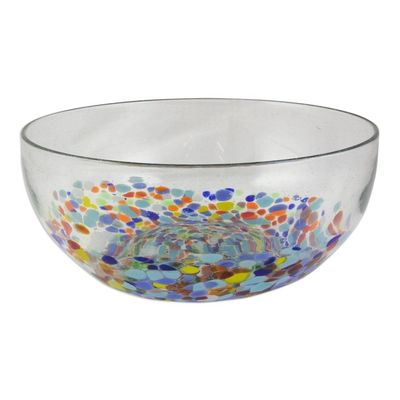 Alternate image for Colorful Hand Blown Glass Bowl for Serving or Salads Confetti Festival