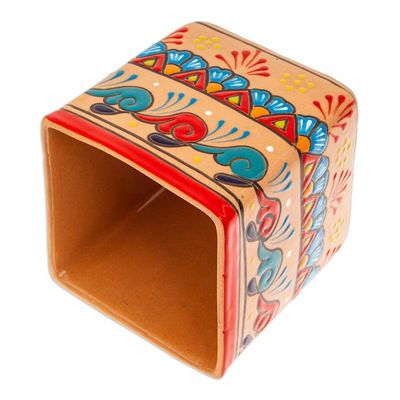Alternate image for Handcrafted Talavera Floral Ceramic Tissue Box Cover Spring Convenience