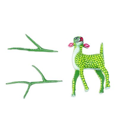 Alternate image for Handmade Copal Wood Alebrije Green Deer