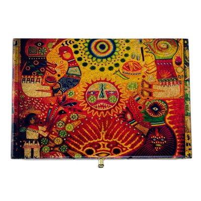 Alternate image for Multicolor Huichol Theme on Decoupage Jewelry Box Huichol Portal
