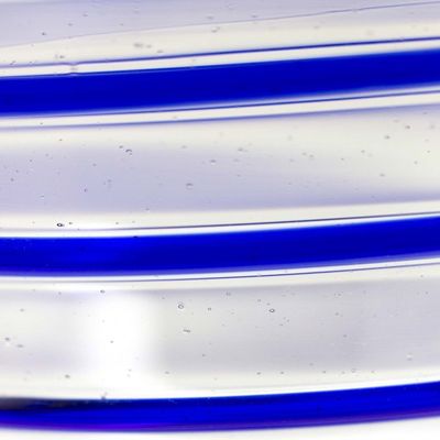 Alternate image for Hand Blown Blue Accent Wine Glasses Set of 6 Mexico Tall Cobalt Spiral