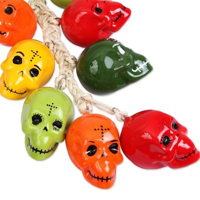Alternate image for Ceramic Skull Decorative Accent from Mexico Bunch of Festive Skulls
