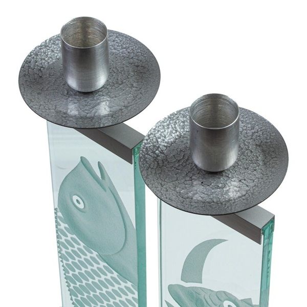 Alternate image for Glass and Aluminum Candleholders with Fish Set of 2 Enlightened Fish