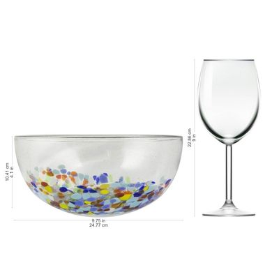 Alternate image for Colorful Hand Blown Glass Bowl for Serving or Salads Confetti Festival