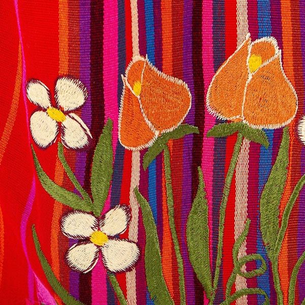 Alternate image for Handwoven Floral Cotton Tote from Mexico Rainbow Bouquet