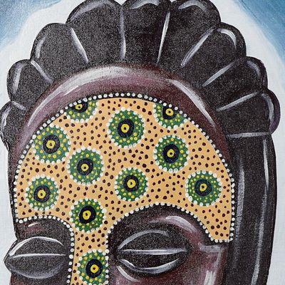 Alternate image for Acrylic Impressionist Painting of Traditional African Mask Adorable Mask