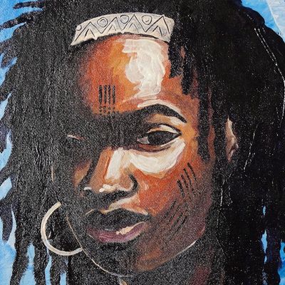 Alternate image for Acrylic Impressionist Painting of Woman with Tribal Marks Donkor Mask II