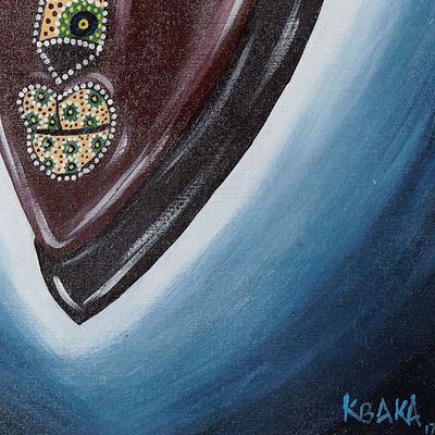 Alternate image for Acrylic Impressionist Painting of Traditional African Mask Adorable Mask