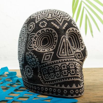 Alternate image for Huichol Beaded Starburst Skull Figurine Huichol Starburst