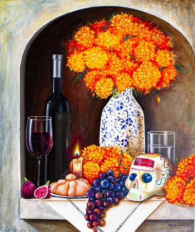 Alternate image for Signed Stretched Oil Still Life Painting from Mexico Offering