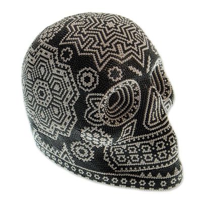 Alternate image for Huichol Beaded Starburst Skull Figurine Huichol Starburst