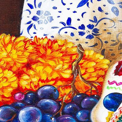 Alternate image for Signed Stretched Oil Still Life Painting from Mexico Offering