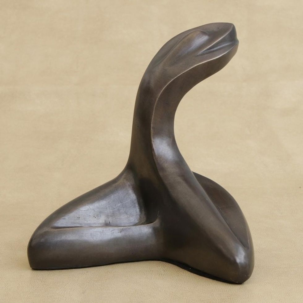 Female Form Oxidized Bronze Sculpture from Brazil 'Sensual Woman II'