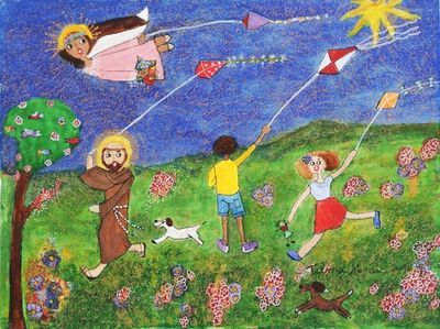 Alternate image for Signed Religious Folk Art Painting from Brazil Innocence