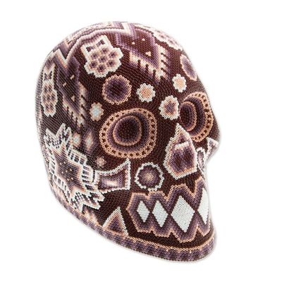 Alternate image for Huichol Beaded Deer  Peyote Brown  Peach Skull Brother Deer