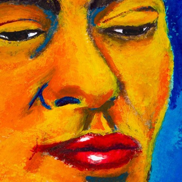 Alternate image for Acrylic and Watercolor Painting of Frida Kahlo in Bold Color Frida Contemplating