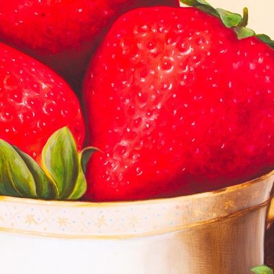 Alternate image for Oil on Canvas Signed Still Life Painting from Mexico Strawberries