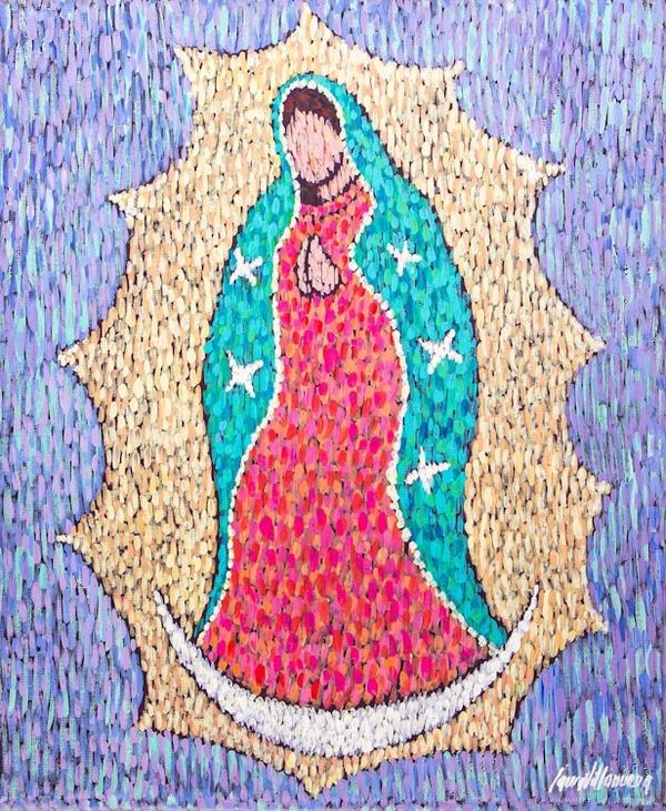 Alternate image for Virgin Mary Oil and Acrylic Painting Lupita