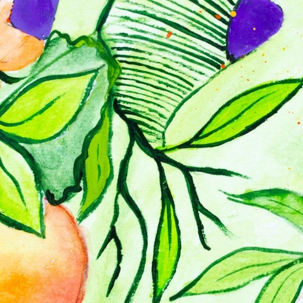 Alternate image for Heart with Pomegranates  Watercolor and Acrylic on Paper Heart with Pomegranates
