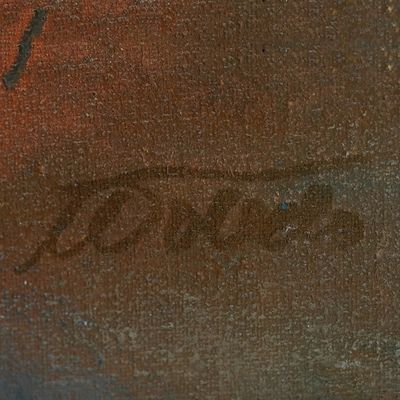 Alternate image for Signed Expressionism Cityscape Acrylic Painting from Brazil House II