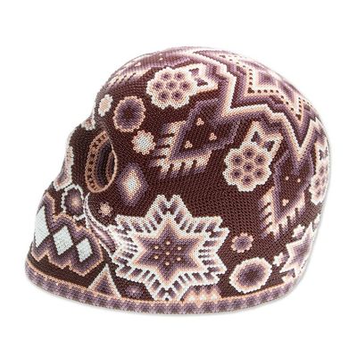 Alternate image for Huichol Beaded Deer  Peyote Brown  Peach Skull Brother Deer