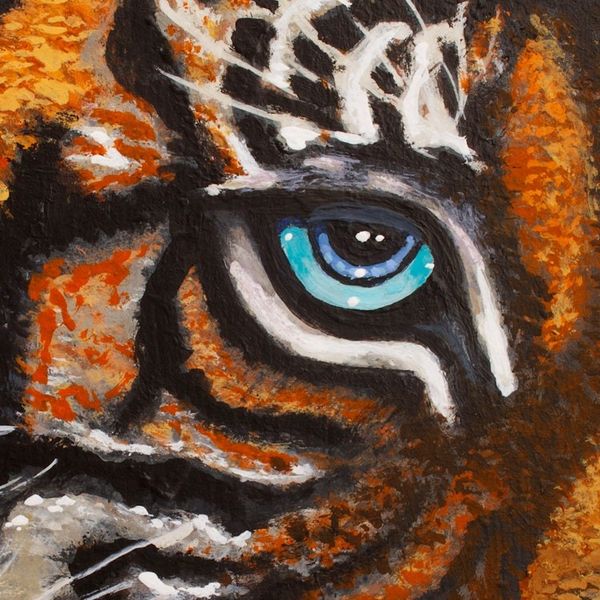 Alternate image for Acrylic on MDF Board Expressionist Painting of Tiger Tiger