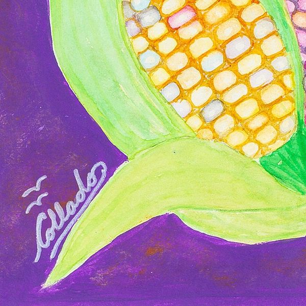 Alternate image for Watercolor Expressionist Corn Painting from Mexico Corn Heart