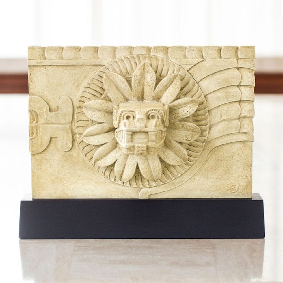 Aztec Feathered Serpent Deity Sculpture with Stand 'Quetzalcoatl'