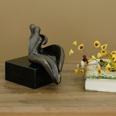 Alternate image for Abstract Lovers Hugging Bronze Sculpture with Granite Base Snuggle II
