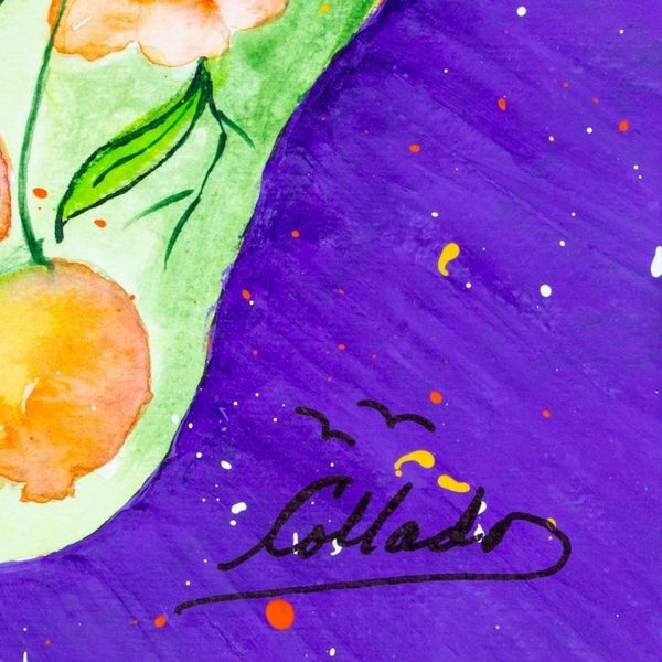 Alternate image for Heart with Pomegranates  Watercolor and Acrylic on Paper Heart with Pomegranates