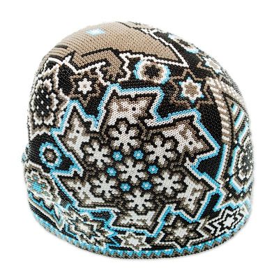 Alternate image for Huichol Beaded Blue-Black-Grey Lizard Skull Figurine Huichol Lizard