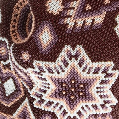 Alternate image for Huichol Beaded Deer  Peyote Brown  Peach Skull Brother Deer