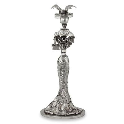 Alternate image for Day of the Dead Catrina Skeleton Recycled Metal Sculpture Elegant Catrina