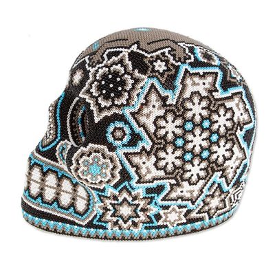 Alternate image for Huichol Beaded Blue-Black-Grey Lizard Skull Figurine Huichol Lizard