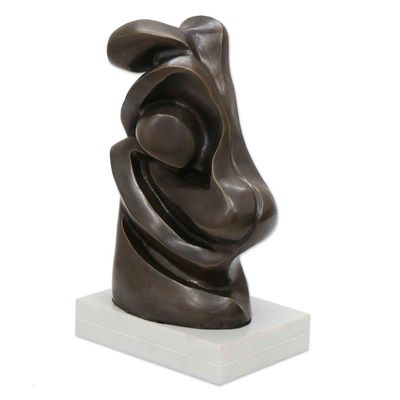 Alternate image for Bronze Abstract Woman Figure with White Marble Base Origins with White Marble Base