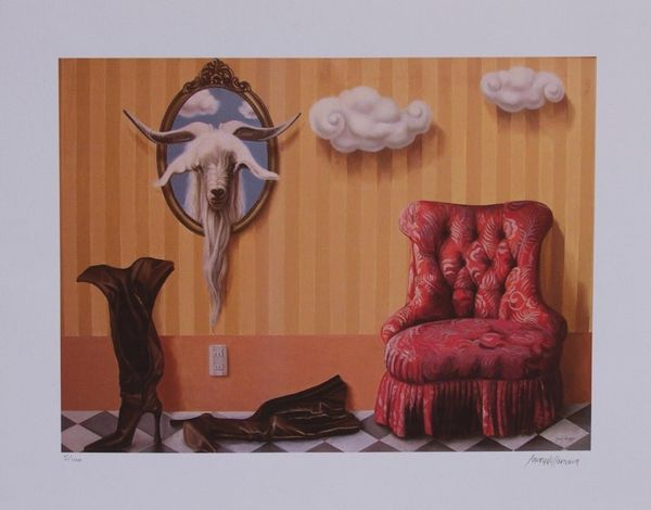 Alternate image for Signed Animal-Themed Surrealist Giclee Print from Mexico The Mirror