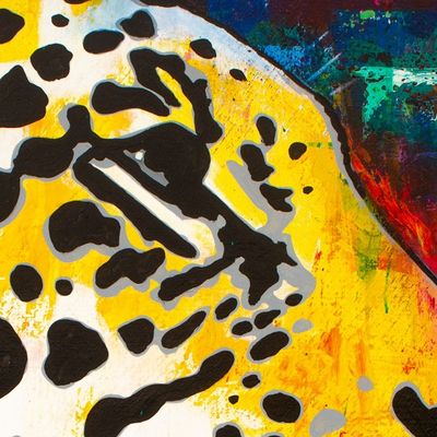 Alternate image for Signed Expressionist Jungle-Themed Oil Painting of a Jaguar Colors of the Jungle
