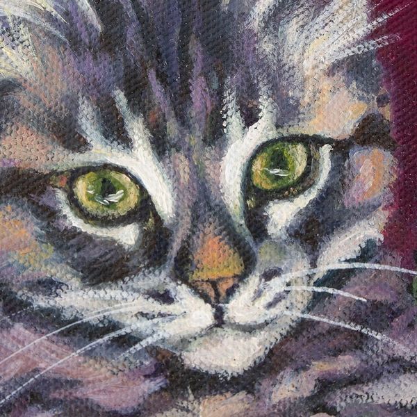 Alternate image for Original Signed Surrealist Cat Painting Cat with Boot