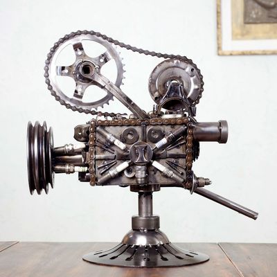 Alternate image for Collectible Recycled Metal Movie Theater Sculpture Rustic Film Projector