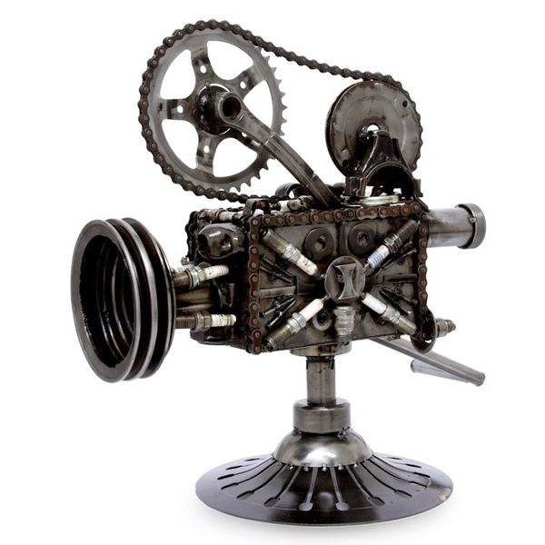 Alternate image for Collectible Recycled Metal Movie Theater Sculpture Rustic Film Projector