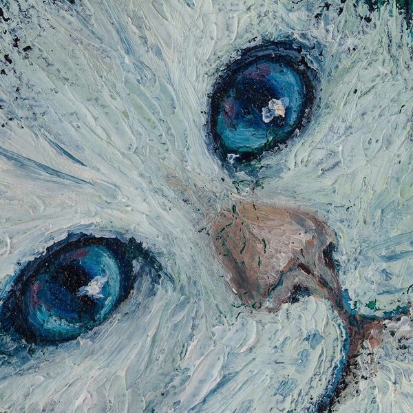 Alternate image for Framed Original Painting of White Cat Dreamy Cat I