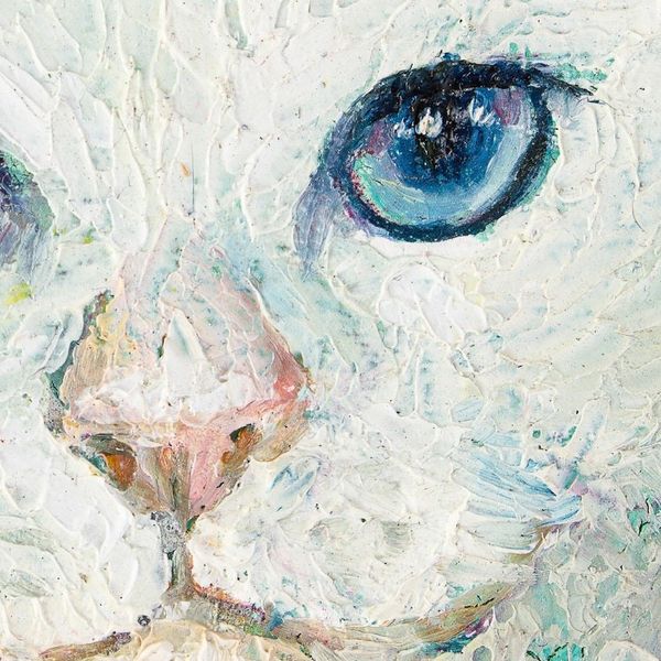 Alternate image for Original Signed Framed Cat Painting from Mexico Dreamy Cat II