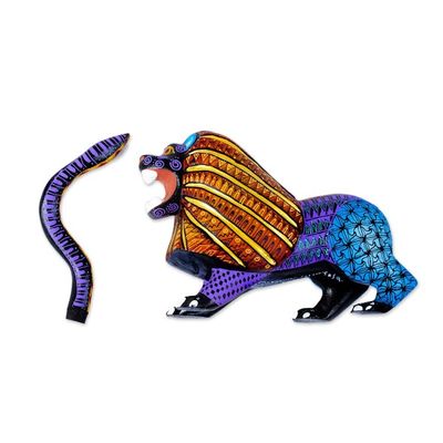 Alternate image for Artisan Crafted Multicolored Alebrije Sculpture Wild Lion