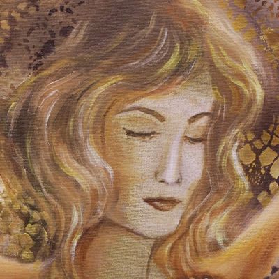 Alternate image for Signed Expressionist Painting of Two Angels from Brazil The Perfume of Angels