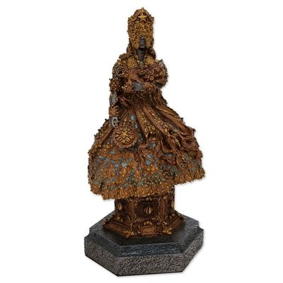 Alternate image for Brazilian Candomble Orixa Goddess Golden Resin Sculpture Golden Ocean Mother Goddess