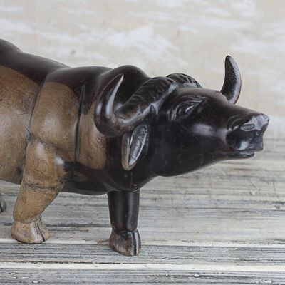 Alternate image for Ebony Wood Water Buffalo Sculpture from Ghana Lowing Water Buffalo