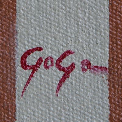 Alternate image for Signed Acrylic Painting of Flowers on a Window from Brazil Window Blooms