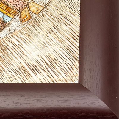 Alternate image for Framed Aluminum Repousse Aztec Archaeology Alcohol Painting Moon Goddess Coyolxahuqui